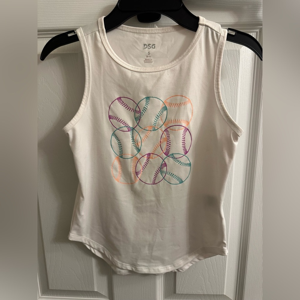 DSG Girls Youth Small 8-9 Sleeveless Tank Top Baseball Softball